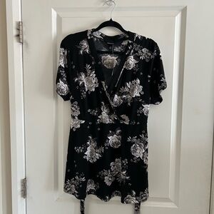 Torrid Black Floral Wrap Blouse